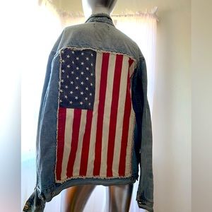 Pacsun patriotic Denim Light Blue Jacket  XL. USA 🇺🇸 on the back of the jacket